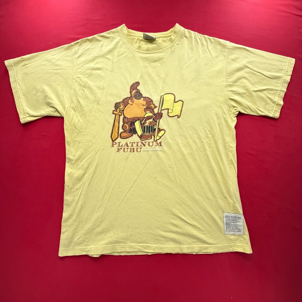 Platinum FUBU Fat Albert Junkyard Gang Yellow Graphic T-Shirt Mens Large Vintage